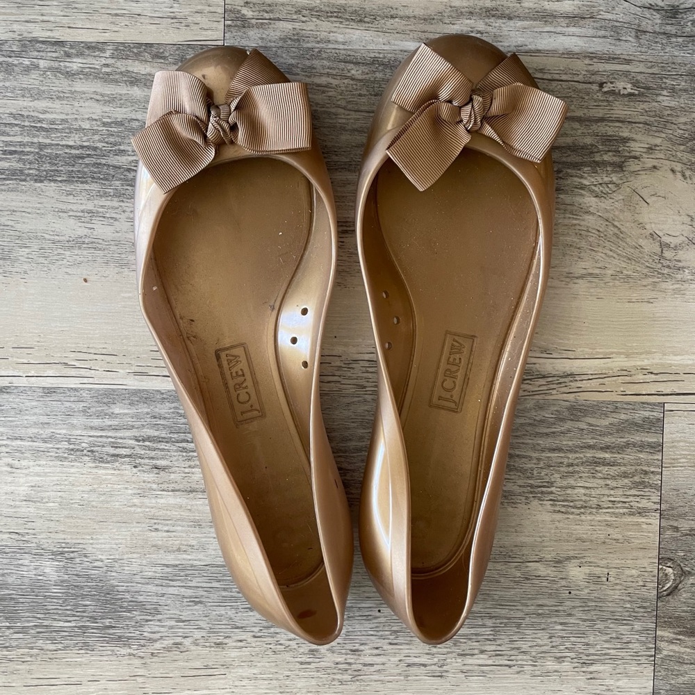 Jcrew Gold Jelly Flats